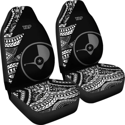 Yap Car Seat Covers - Micronesian Pattern Flash Black - 105905 - YourCarButBetter