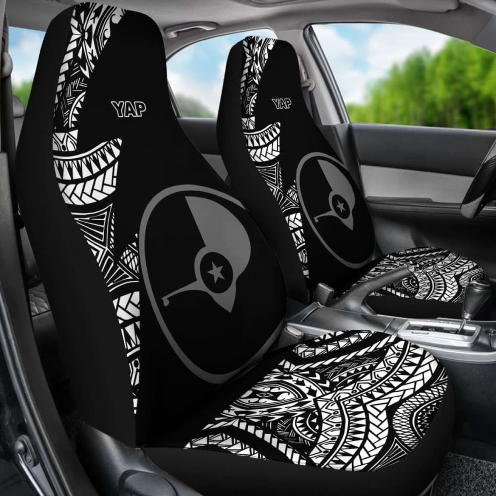 Yap Car Seat Covers - Micronesian Pattern Flash Black - 105905 - YourCarButBetter