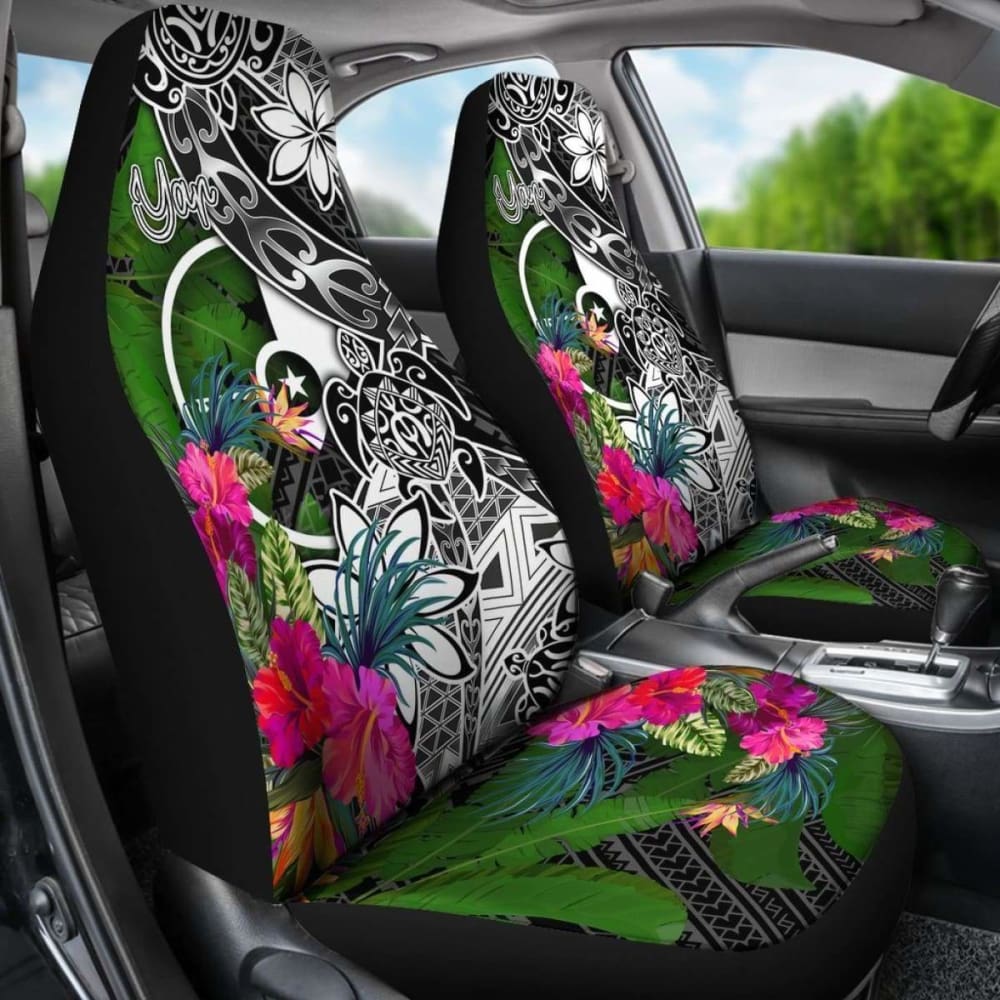 Yap Car Seat Covers - Turtle Plumeria Banana Leaf - Amazing 091114 - YourCarButBetter