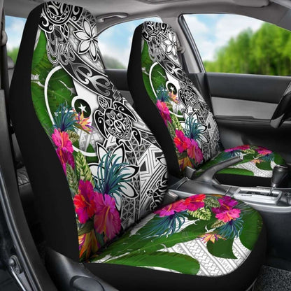 Yap Car Seat Covers White - Turtle Plumeria Banana Leaf - 091114 - YourCarButBetter
