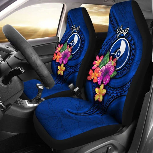 Yap Micronesia Car Seat Covers - Floral With Seal Blue - 12 153908 - YourCarButBetter