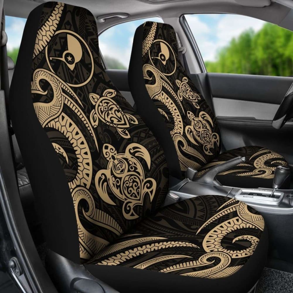 Yap Micronesian Car Seat Covers - Gold Tentacle Turtle - 091114 - YourCarButBetter