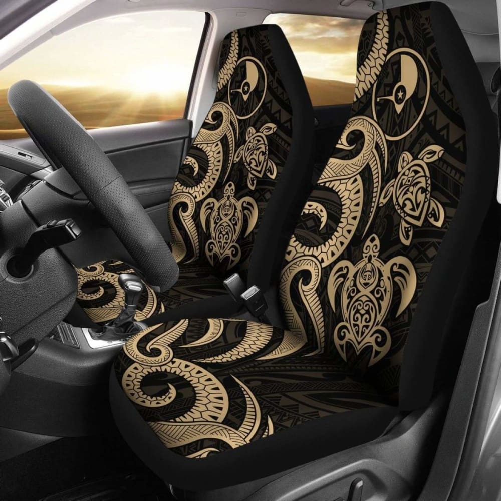 Yap Micronesian Car Seat Covers - Gold Tentacle Turtle - 091114 - YourCarButBetter