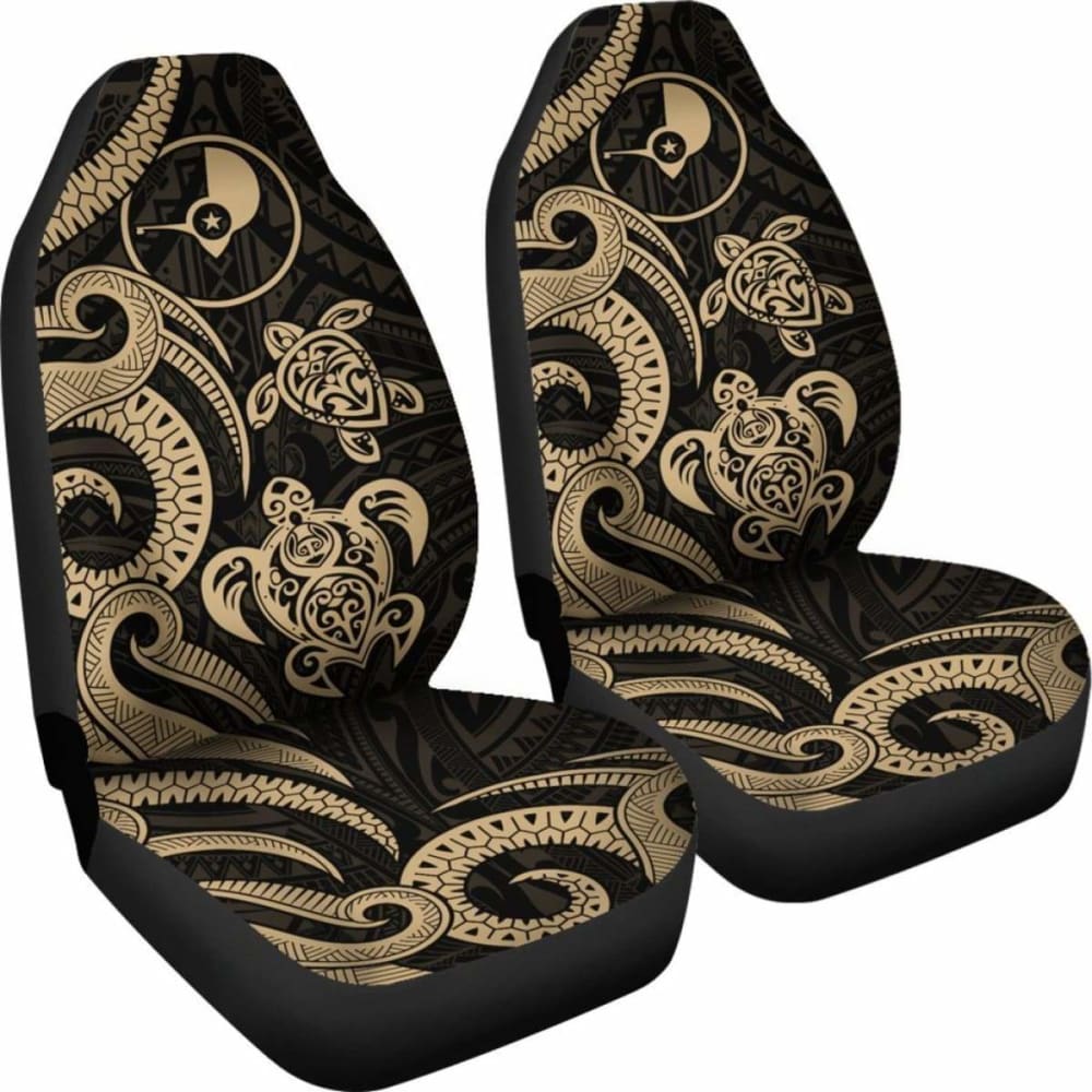 Yap Micronesian Car Seat Covers - Gold Tentacle Turtle - 091114 - YourCarButBetter