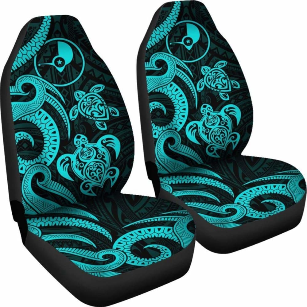 Yap Micronesian Car Seat Covers - Turquoise Tentacle Turtle - 091114 - YourCarButBetter
