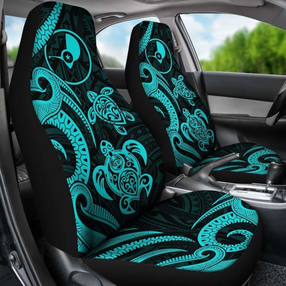 Yap Micronesian Car Seat Covers - Turquoise Tentacle Turtle - 091114 - YourCarButBetter