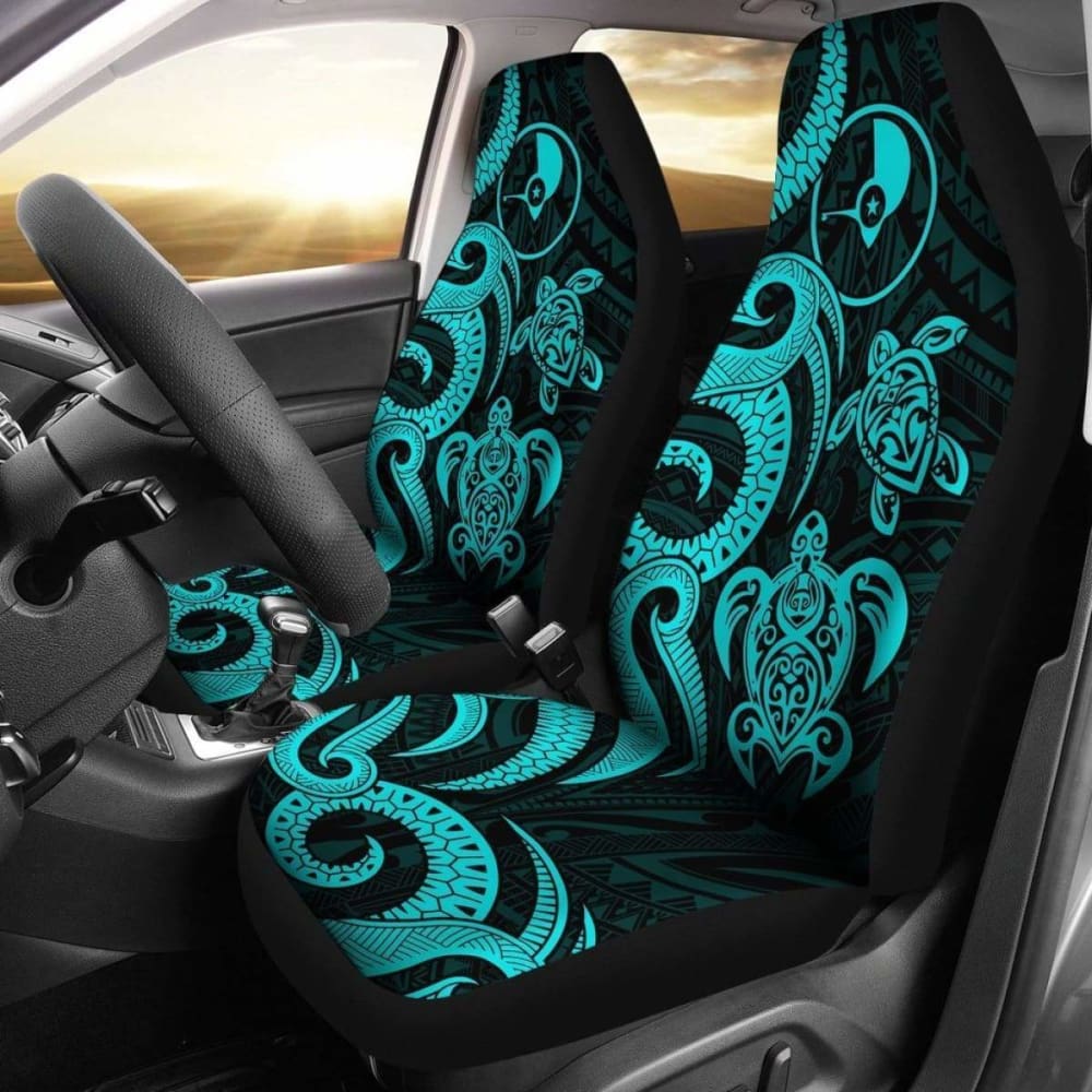 Yap Micronesian Car Seat Covers - Turquoise Tentacle Turtle - 091114 - YourCarButBetter
