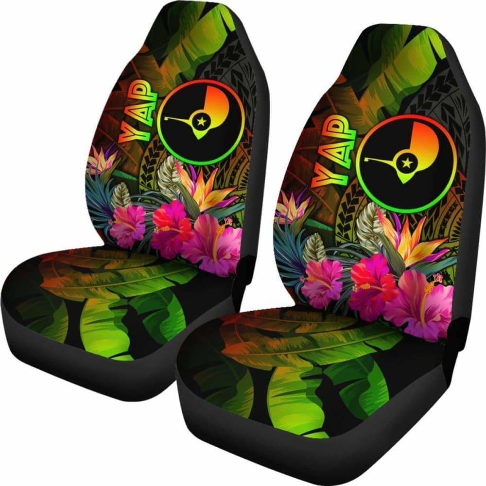 Yap Polynesian Car Seat Covers - Hibiscus And Banana Leaves - 232125 - YourCarButBetter