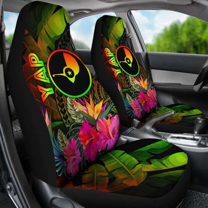 Yap Polynesian Car Seat Covers - Hibiscus And Banana Leaves - 232125 - YourCarButBetter