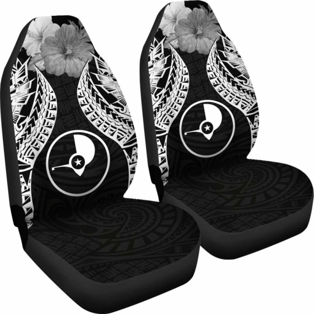 Yap Polynesian Car Seat Covers Pride Seal And Hibiscus Black - 232125 - YourCarButBetter