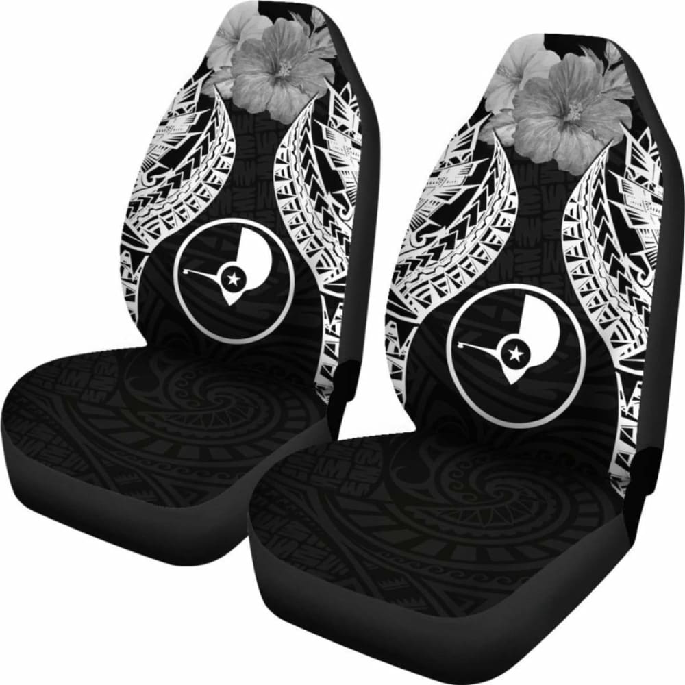 Yap Polynesian Car Seat Covers Pride Seal And Hibiscus Black - 232125 - YourCarButBetter