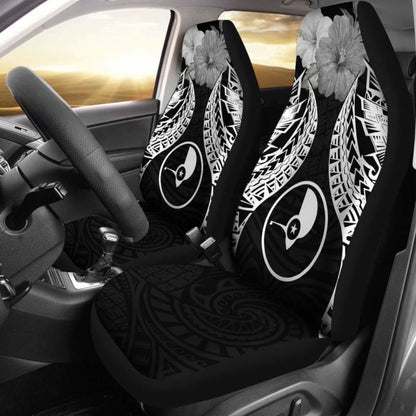 Yap Polynesian Car Seat Covers Pride Seal And Hibiscus Black - 232125 - YourCarButBetter