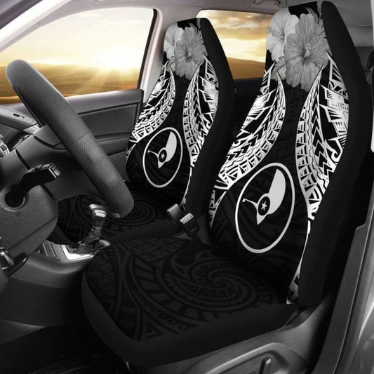 Yap Polynesian Car Seat Covers Pride Seal And Hibiscus Black - 232125 - YourCarButBetter