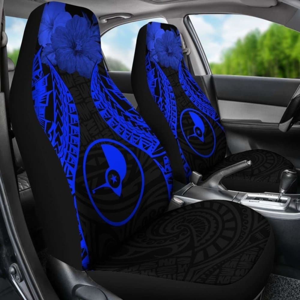 Yap Polynesian Car Seat Covers Pride Seal And Hibiscus Blue - 232125 - YourCarButBetter