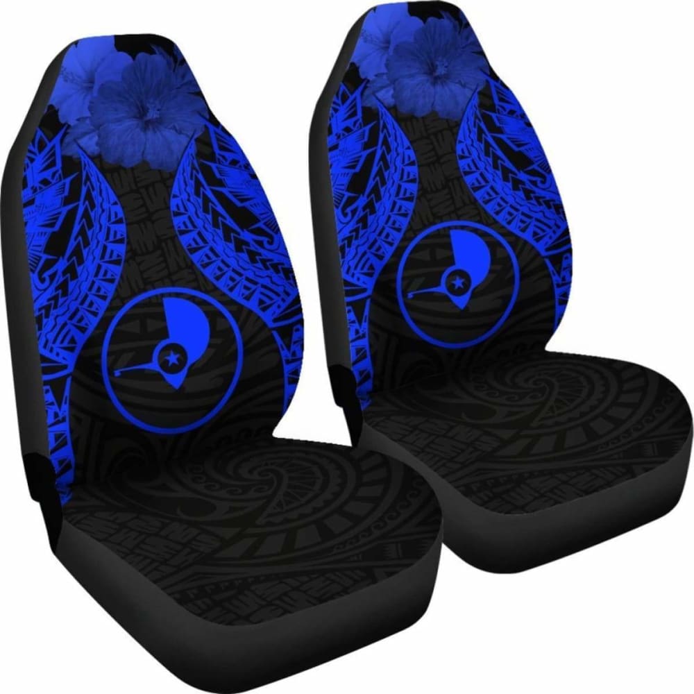Yap Polynesian Car Seat Covers Pride Seal And Hibiscus Blue - 232125 - YourCarButBetter