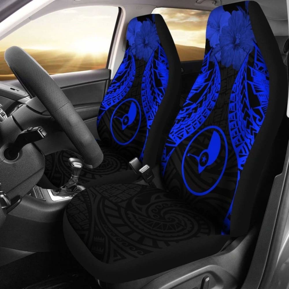 Yap Polynesian Car Seat Covers Pride Seal And Hibiscus Blue - 232125 - YourCarButBetter
