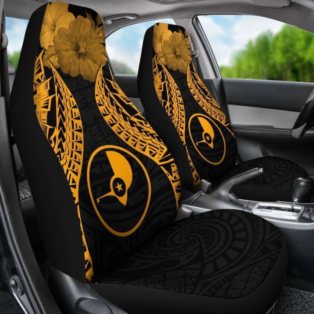 Yap Polynesian Car Seat Covers Pride Seal And Hibiscus Gold - 232125 - YourCarButBetter