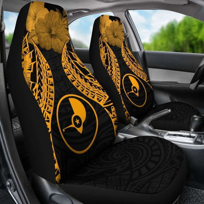 Yap Polynesian Car Seat Covers Pride Seal And Hibiscus Gold - 232125 - YourCarButBetter