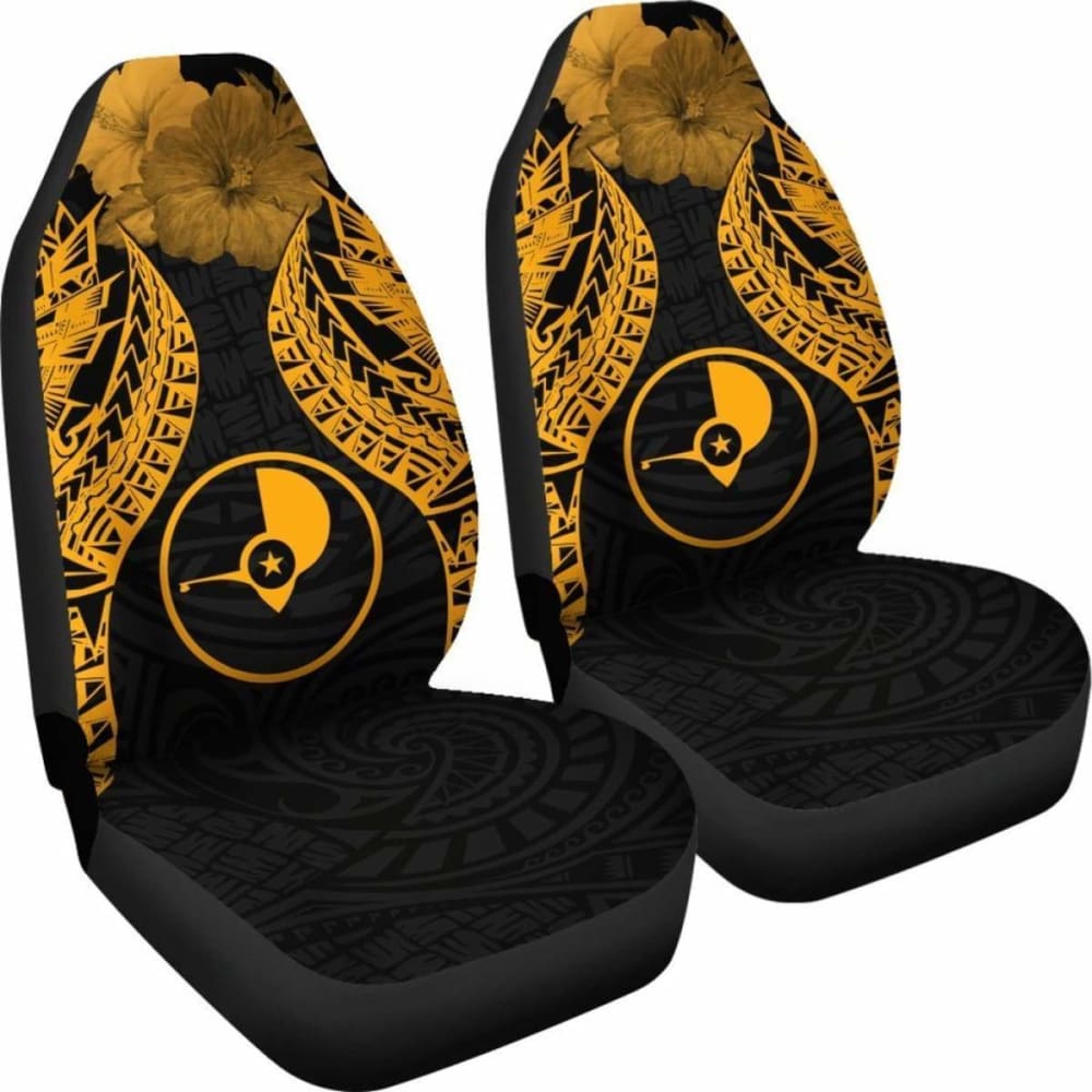 Yap Polynesian Car Seat Covers Pride Seal And Hibiscus Gold - 232125 - YourCarButBetter