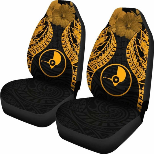 Yap Polynesian Car Seat Covers Pride Seal And Hibiscus Gold - 232125 - YourCarButBetter