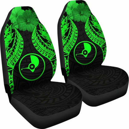 Yap Polynesian Car Seat Covers Pride Seal And Hibiscus Green - 232125 - YourCarButBetter
