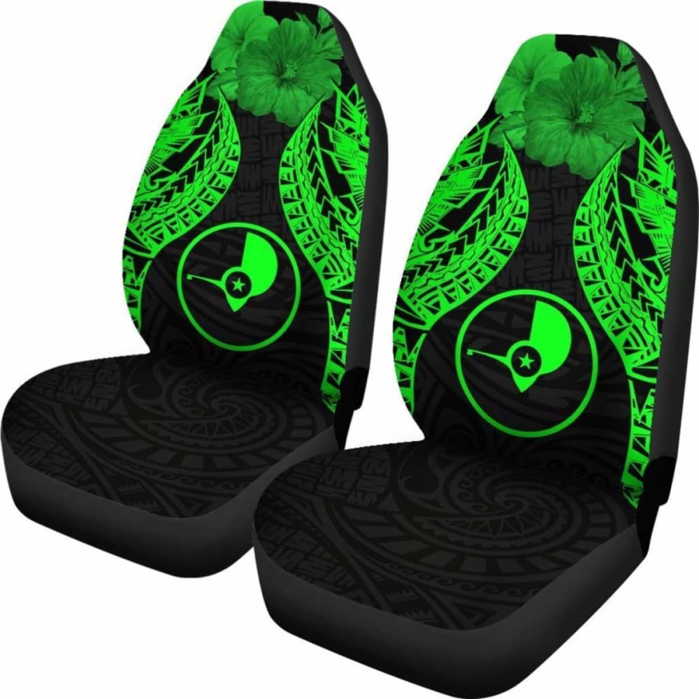 Yap Polynesian Car Seat Covers Pride Seal And Hibiscus Green - 232125 - YourCarButBetter