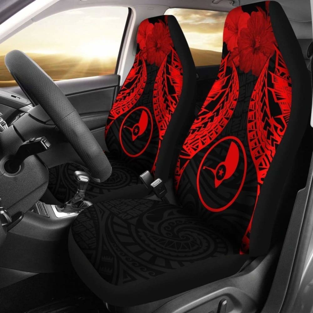 Yap Polynesian Car Seat Covers Pride Seal And Hibiscus Red - 232125 - YourCarButBetter
