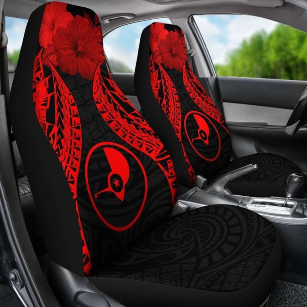 Yap Polynesian Car Seat Covers Pride Seal And Hibiscus Red - 232125 - YourCarButBetter