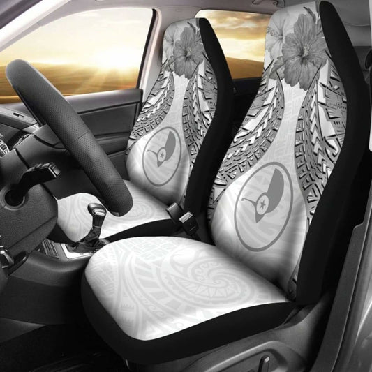 Yap Polynesian Car Seat Covers Pride Seal And Hibiscus White - 232125 - YourCarButBetter