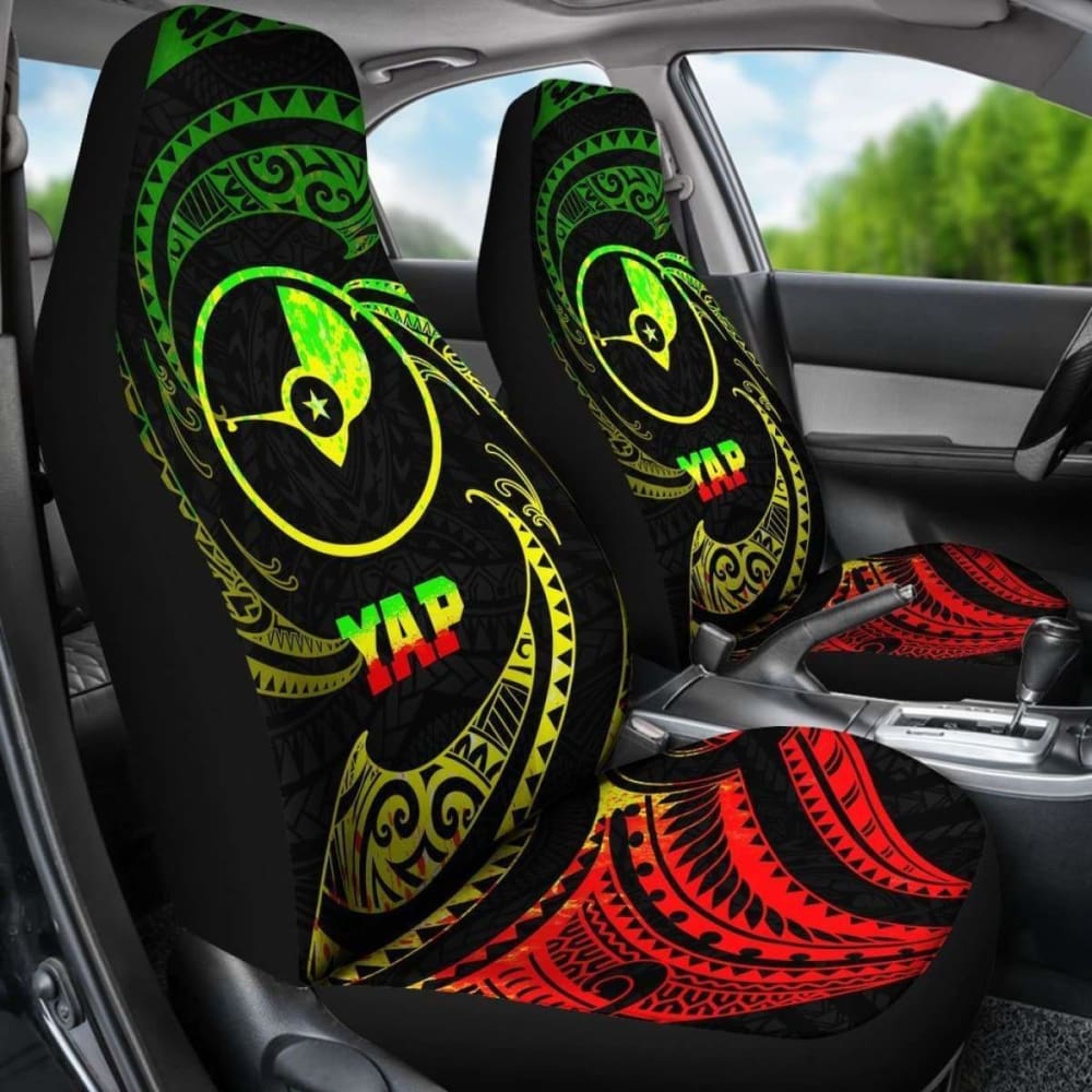 Yap Polynesian Car Seat Covers - Reggae Tribal Wave - 105905 - YourCarButBetter