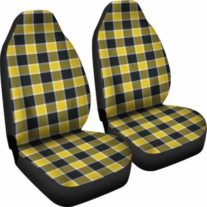 Yellow Black And White Plaid Check Car Seat Covers 105905 - YourCarButBetter