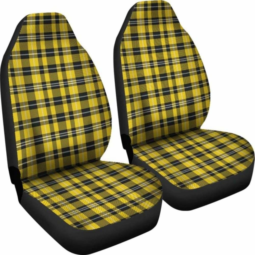 Yellow Black And White Plaid Tartan Car Seat Covers 161012