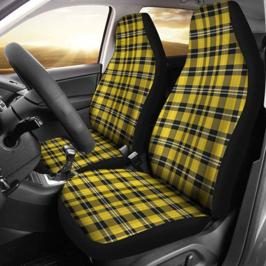 Yellow Black And White Plaid Tartan Car Seat Covers 161012