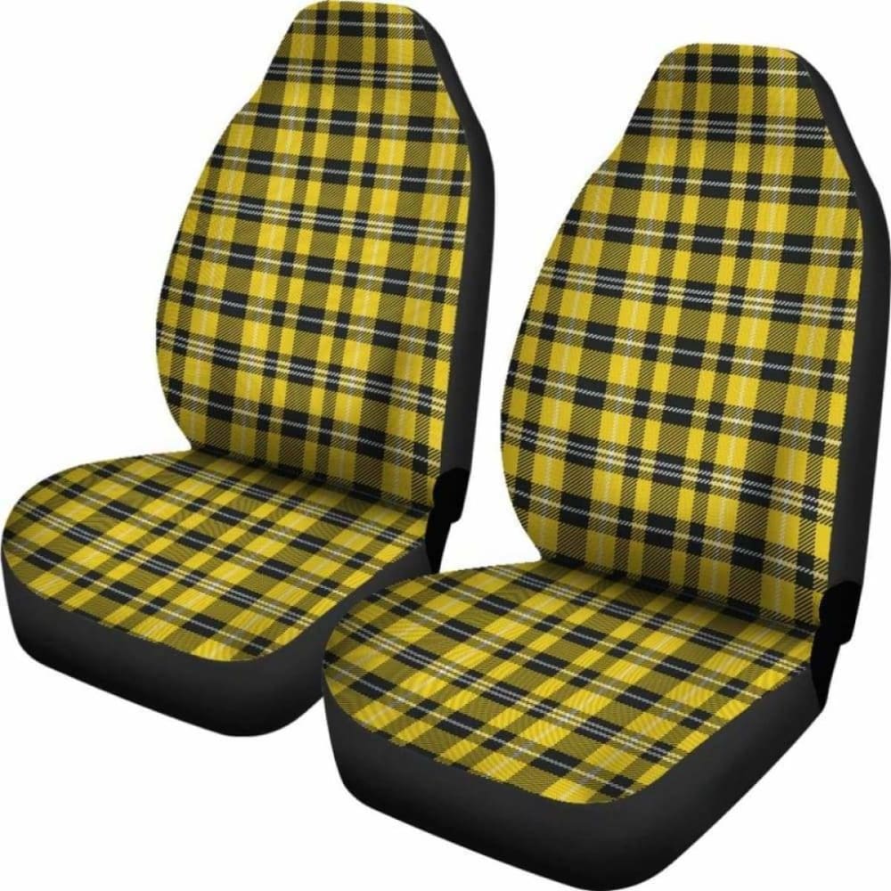 Yellow Black And White Plaid Tartan Car Seat Covers 161012
