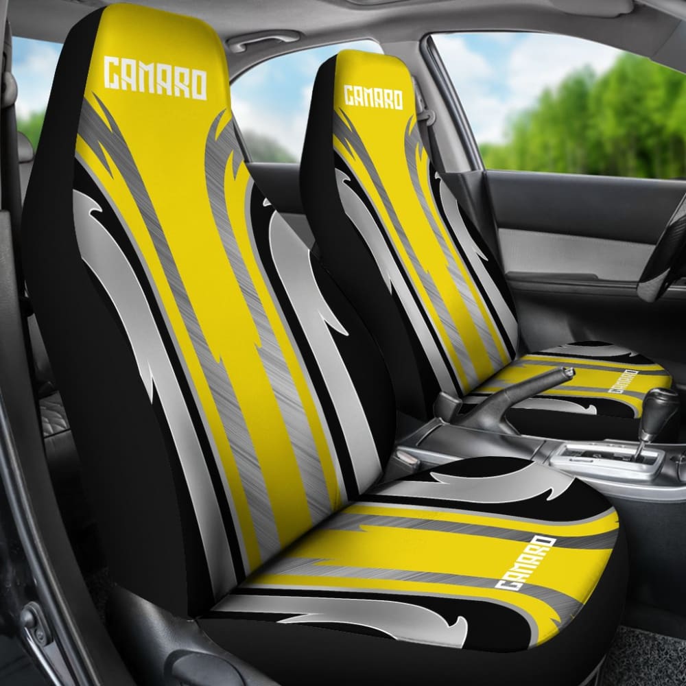 Yellow Black Camaro White Letter Car Accessories Car Seat Covers 210603 - YourCarButBetter