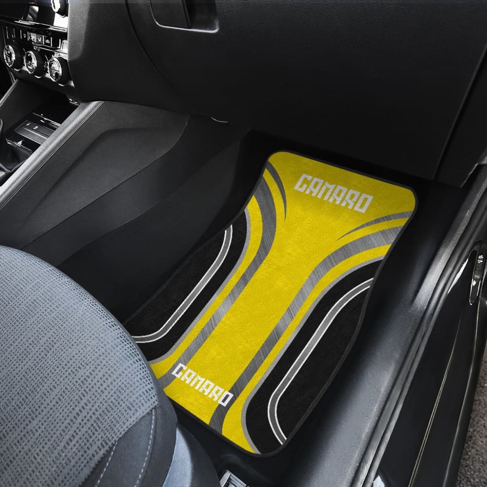 Yellow Black Camaro White Letter Car Floor Mats 210603 - YourCarButBetter