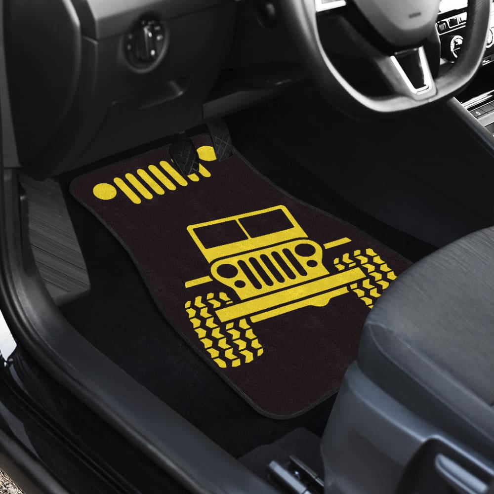Yellow Black Jeep Offroad Car Floor Mats Custom 1 211901 - YourCarButBetter