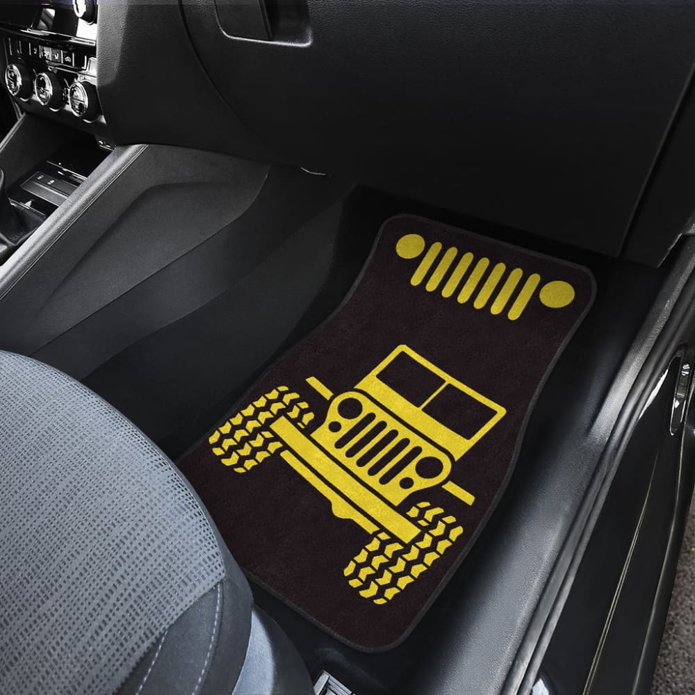 Yellow Black Jeep Offroad Car Floor Mats Custom 1 211901 - YourCarButBetter