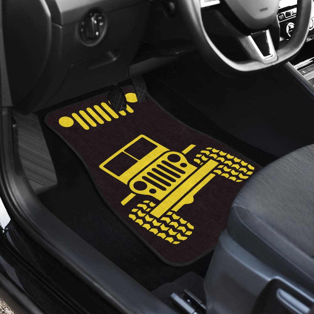 Yellow Black Jeep Offroad Car Floor Mats Custom 2 211901 - YourCarButBetter