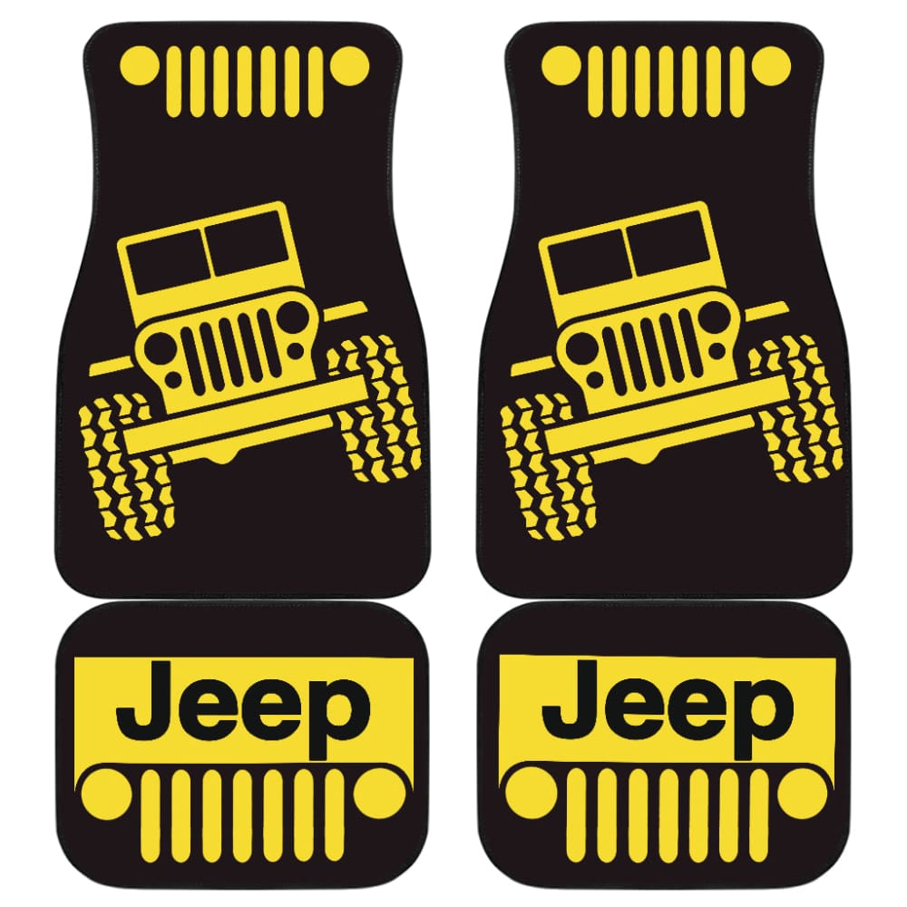 Yellow Black Jeep Offroad Car Floor Mats Custom 2 211901 - YourCarButBetter