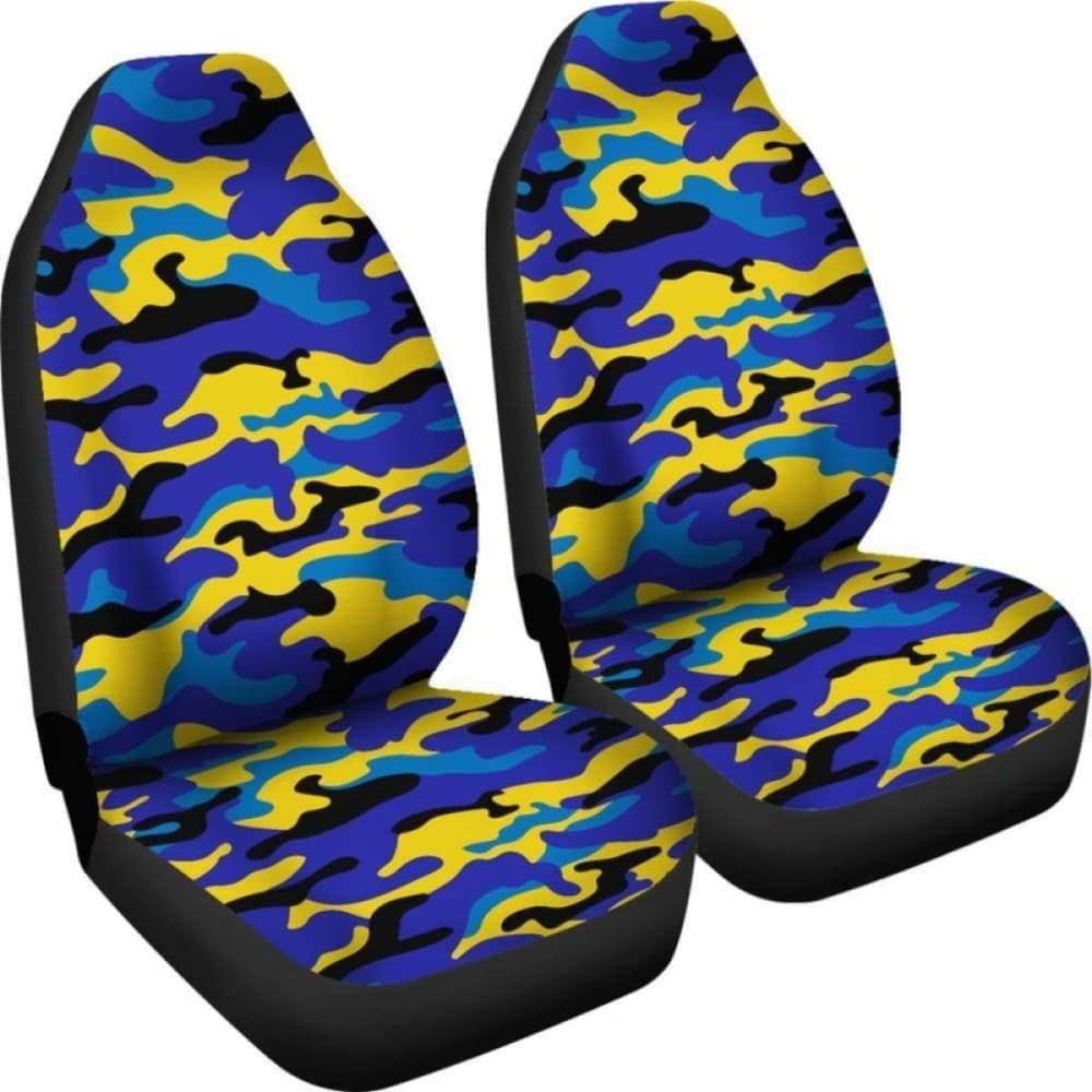 Yellow & Blue Camouflage Car Seat Covers 112608