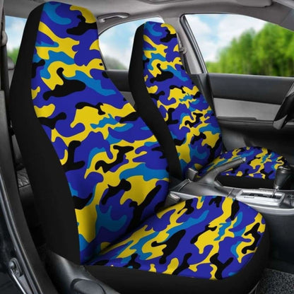 Yellow & Blue Camouflage Car Seat Covers 112608