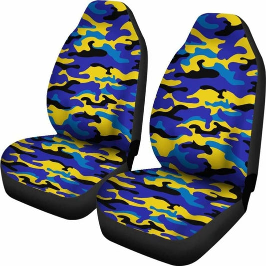 Yellow & Blue Camouflage Car Seat Covers 112608
