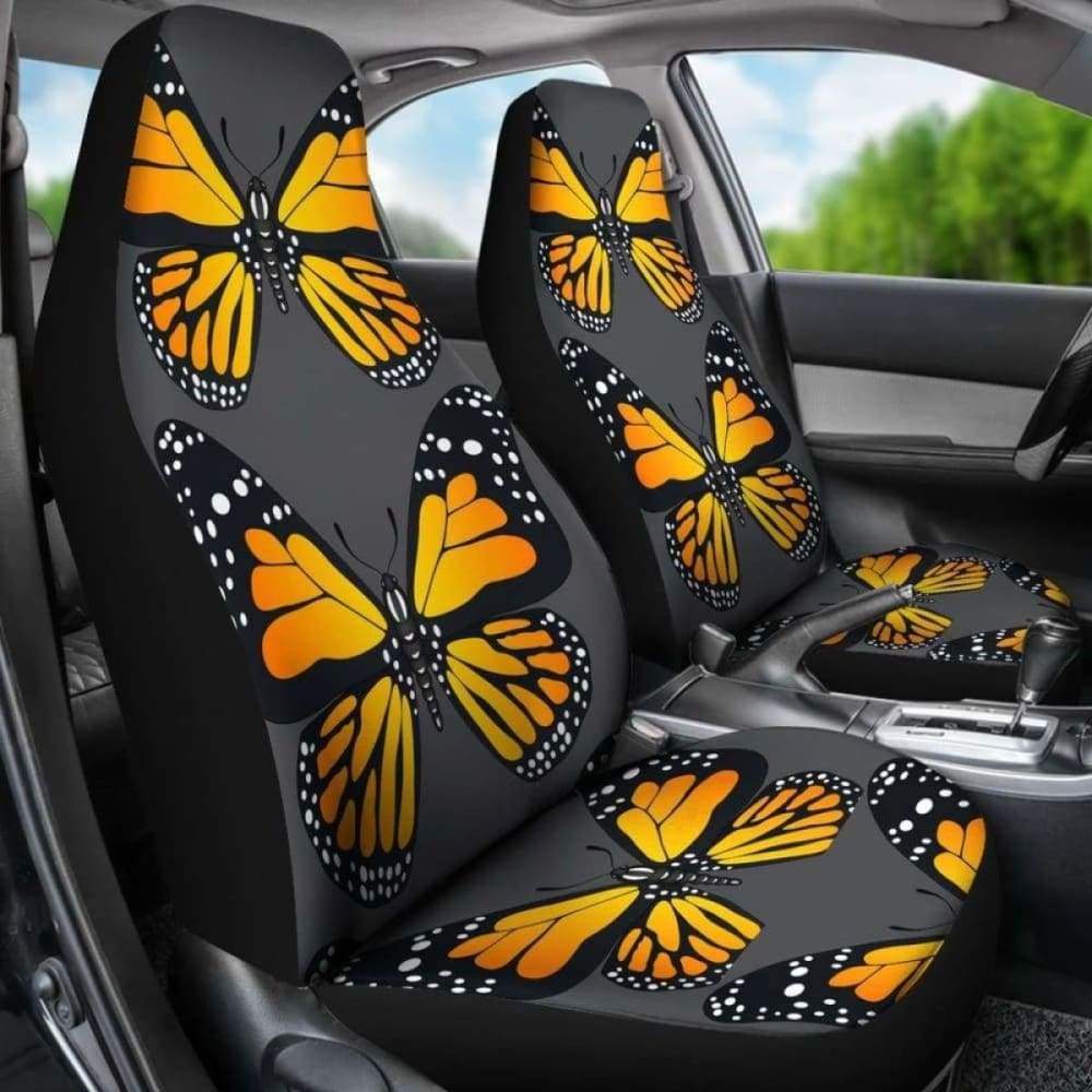 Yellow Butterfly on Grey Background Car Seat Covers 171204