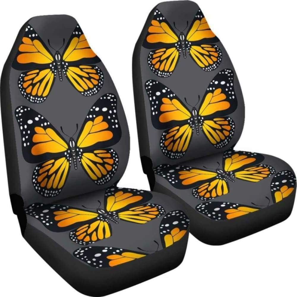 Yellow Butterfly on Grey Background Car Seat Covers 171204