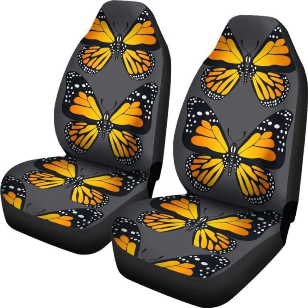 Yellow Butterfly on Grey Background Car Seat Covers 171204