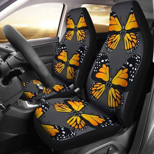Yellow Butterfly on Grey Background Car Seat Covers 171204