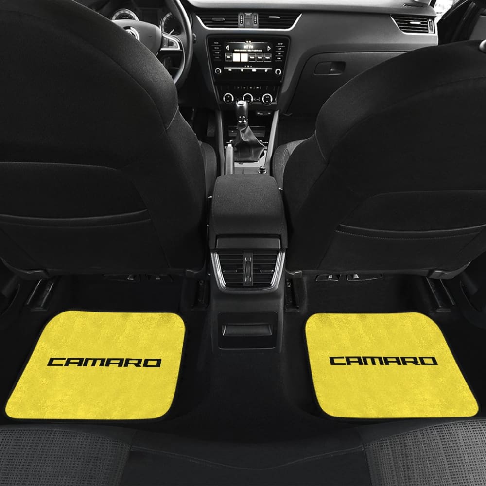 Yellow Camaro Black Letter Car Floor Mats 212802 - YourCarButBetter