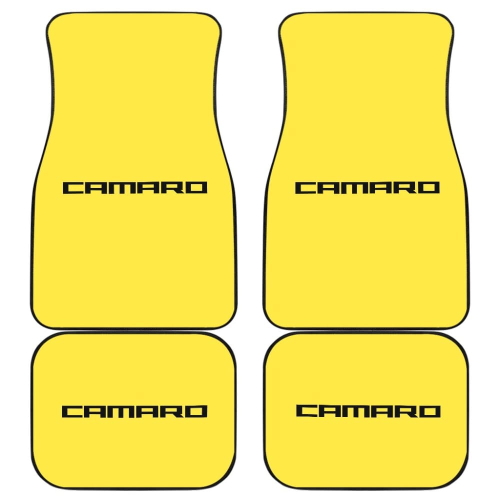 Yellow Camaro Black Letter Car Floor Mats 212802 - YourCarButBetter