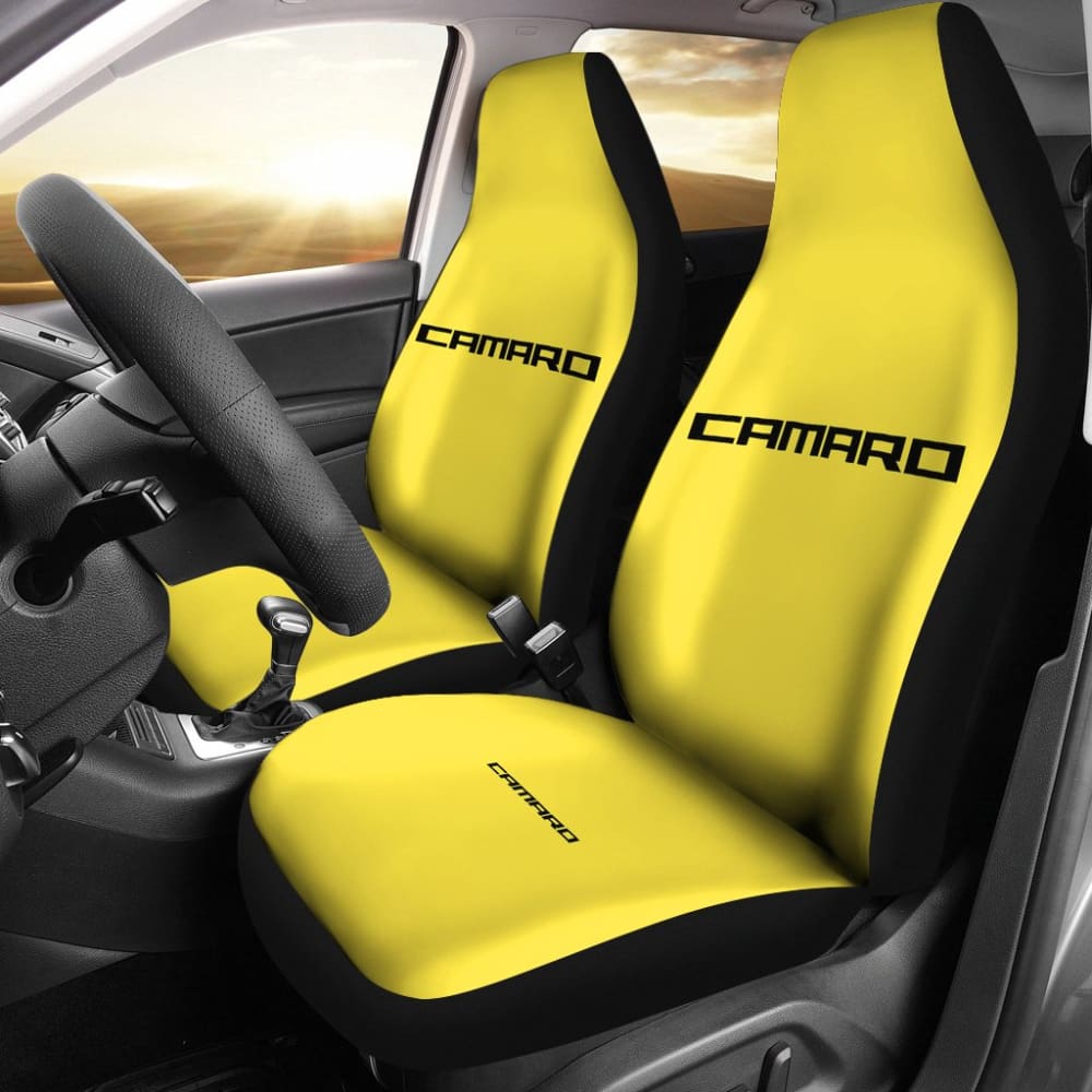 Yellow Camaro Black Letter Car Seat Cover 212802 - YourCarButBetter